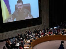 Ukraine news – live: Zelensky calls for Nuremberg-style trials for Russia as mass evacuations fail in Mariupol