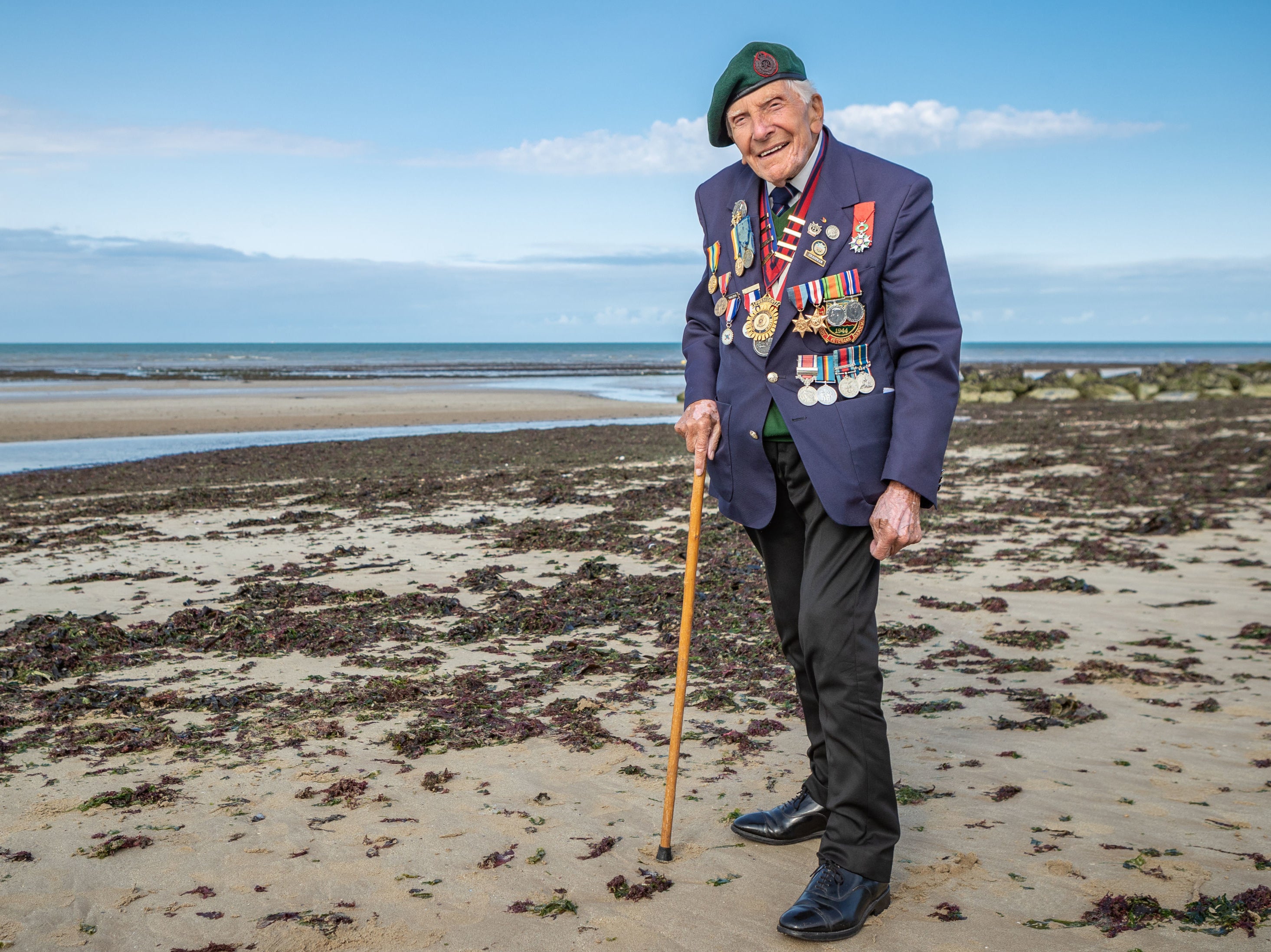 Harry Billinge in 2018 returning to Gold Beach where he landed on D-Day in 1944