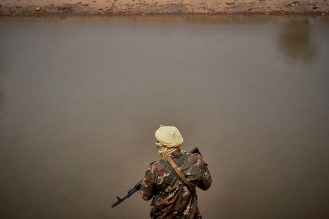 <p>A Malian soldier is pictured on 20 March 2021</p>