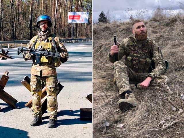 <p>Artem (left) and Pavlo (right) both signed up to fight against the Russian invasion of Ukraine</p>
