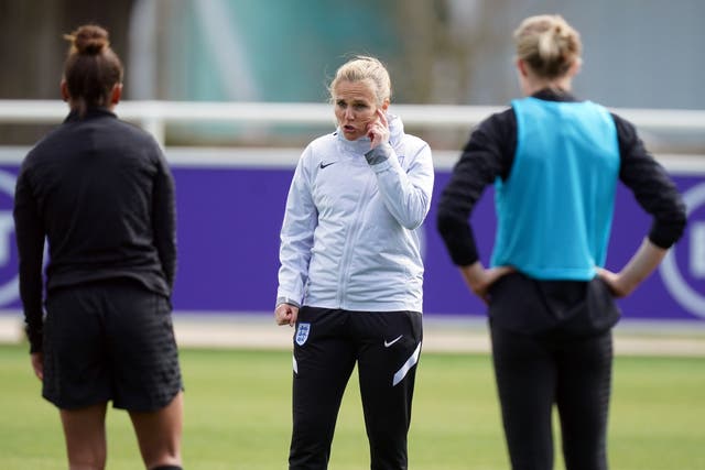 <p>Sarina Wiegman’s Lionesses play North Macedonia on Friday and then Northern Ireland four days later (Mike Egerton/PA).</p>