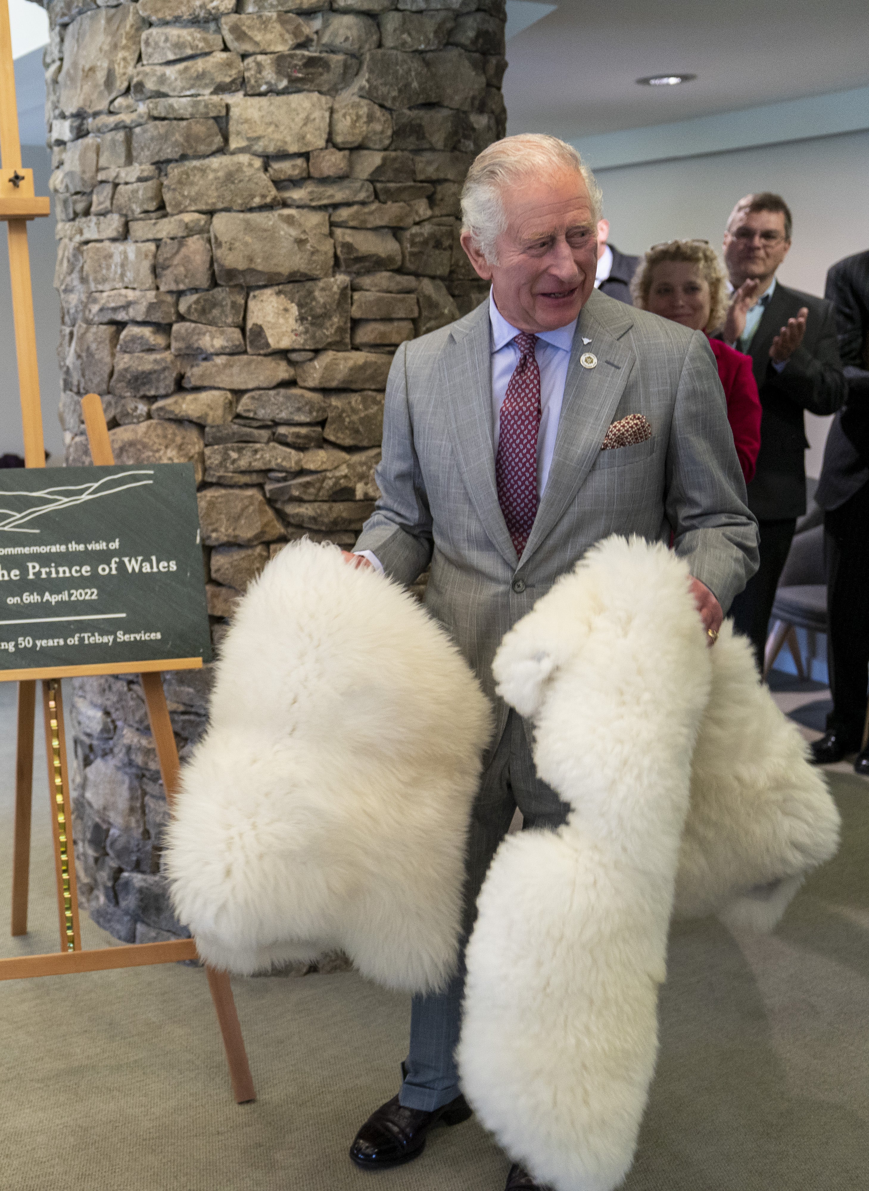 The Prince of Wales unveils a plaque during a visit to Tebay Services in Cumbria to mark its 50th anniversary (Arthur Edwards/The Sun/PA)