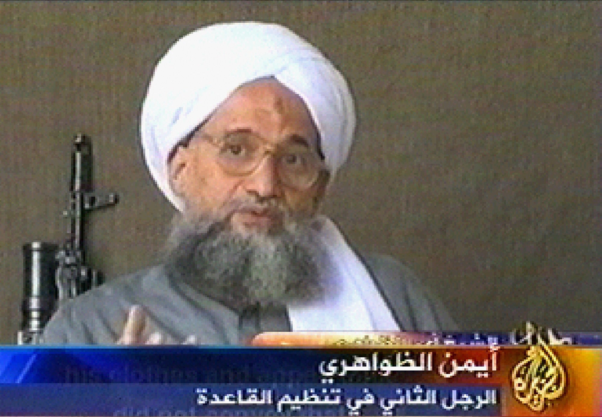 <p>File photo:  A video grab taken 06 July 2006 from al-Jazeera shows al-Qaeda’s then second-in-command Ayman al-Zawahiri</p>