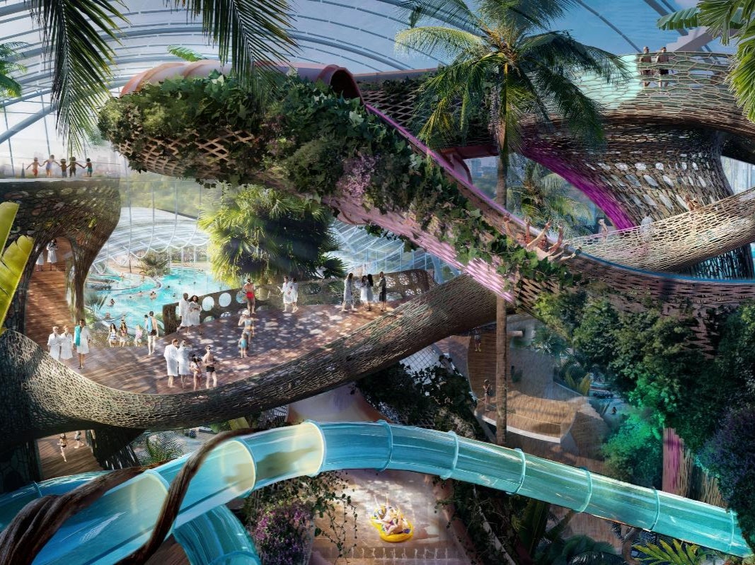 New designs unveiled for the Therme Manchester, a new waterpark set to open in 2025