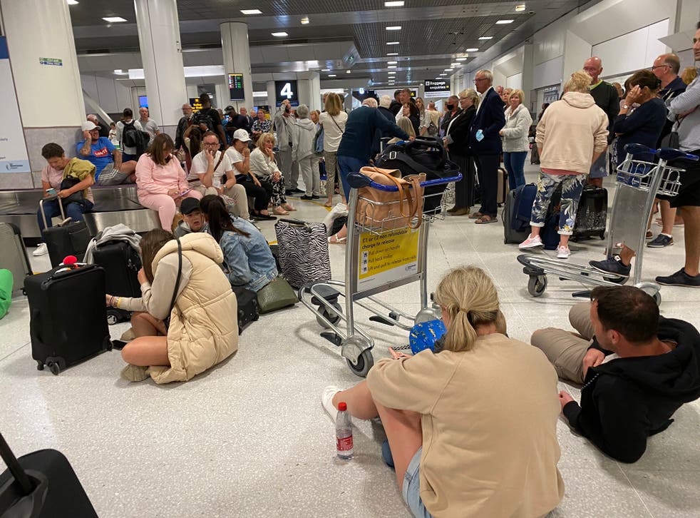 <p>Travel chaos at Manchester Airport on Monday</p>