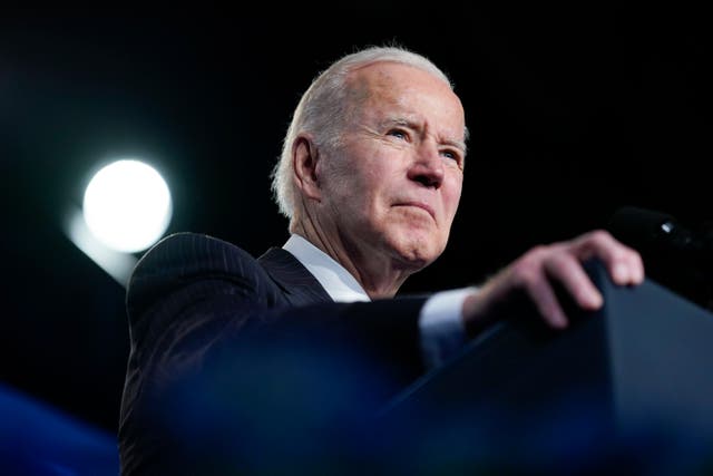 <p>President Joe Biden speaks about the war in Ukraine at the North America's Building Trades Unions (NABTU) Legislative Conference at the Washington Hilton in Washington, Wednesday, April 6, 2022. (AP Photo/Carolyn Kaster)</p>