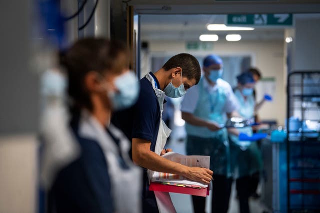 <p>NHS staff in hospital  </p>