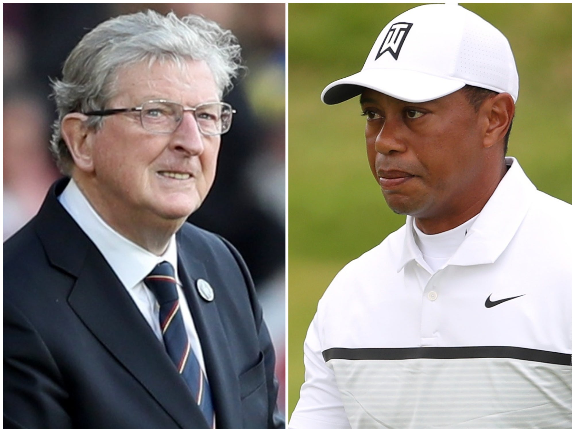 Roy Hodgson and Tiger Woods (PA)