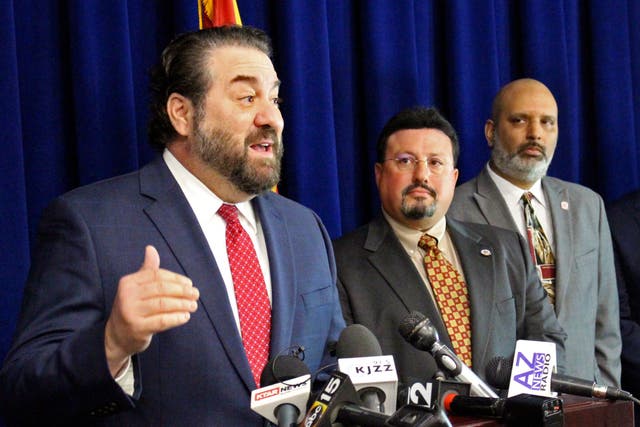 <p>Arizona Attorney General Mark Brnovich speaks at a news conference in Phoenix on Jan. 7, 2020. </p>