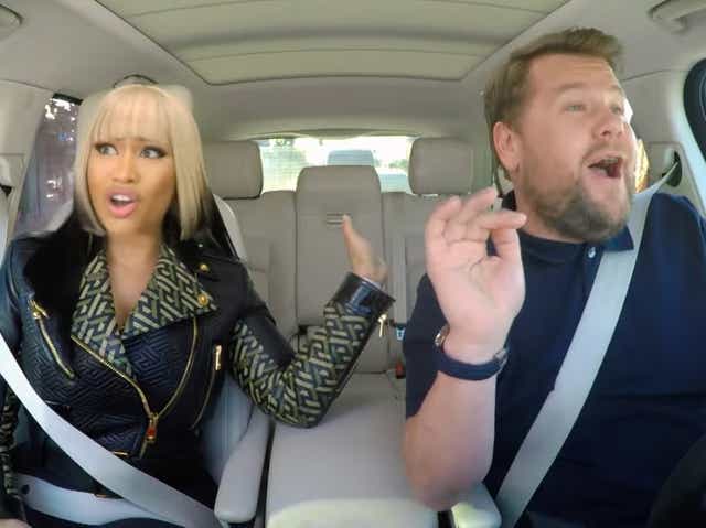 <p>Nicki Minaj and James Corden on ‘Carpool Karaoke\ </p>