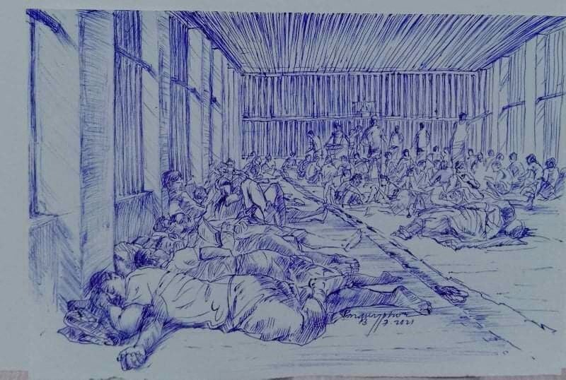 Smuggled sketches show inside of Myanmar's Insein prison