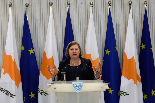 <p>Victoria Nuland speaks at a press conference  in 2022 </p>