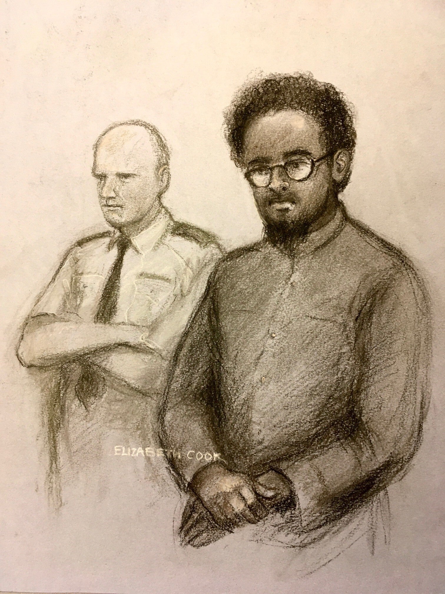 Court artist sketch of Ali Harbi Ali in the dock during his trial at the Old Bailey (Elizabeth Cook/PA)