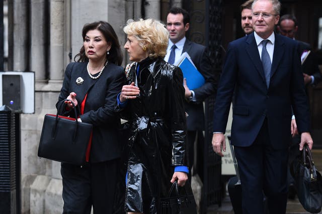 Lady Hiroko Barclay (left) leaves the High Court in London (Kirsty O’Connor/PA)