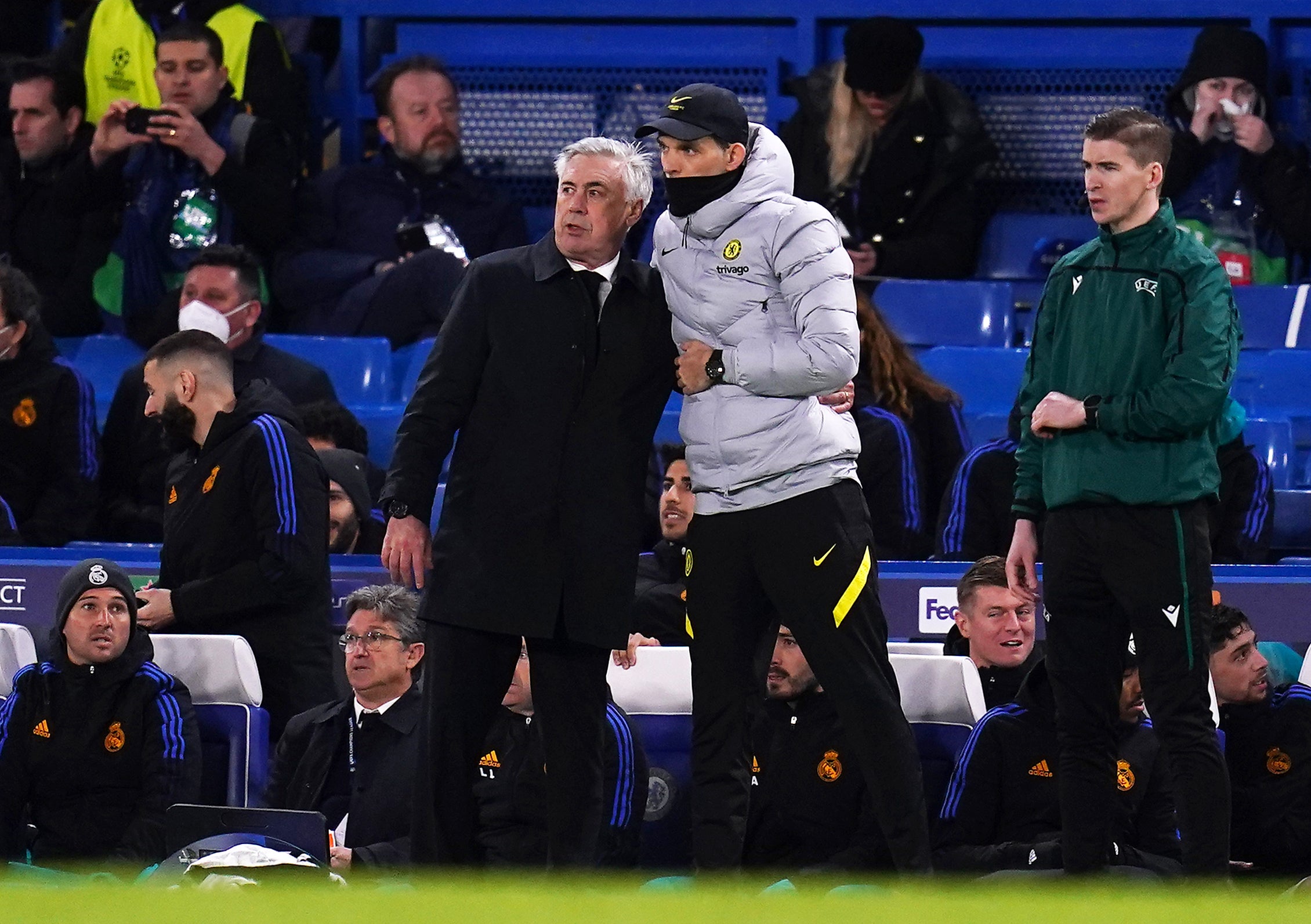 Real Madrid manager Carlo Ancelotti (left) and Chelsea manager Thomas Tuchel (John Walton/PA)