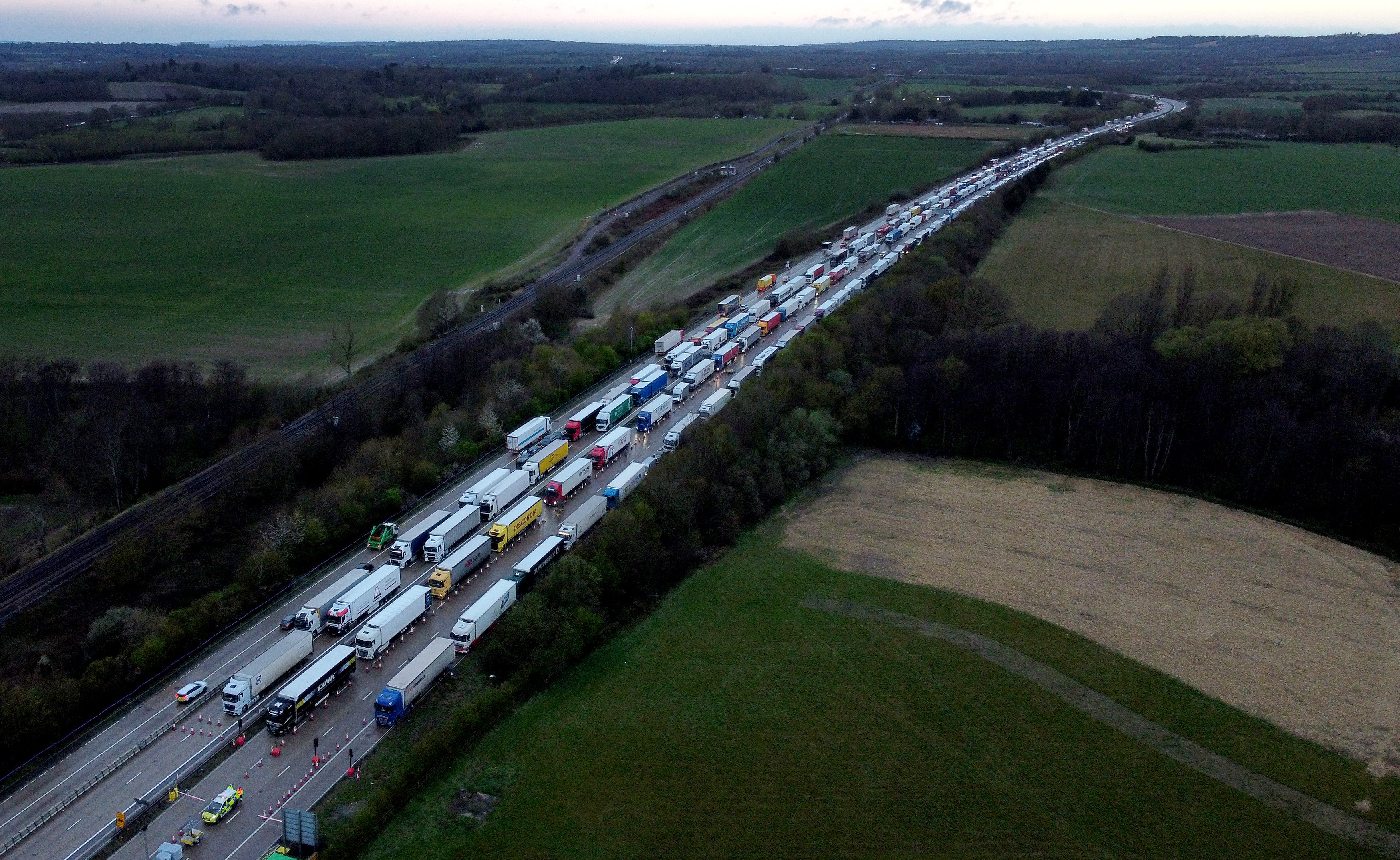 Traffic on major routes in Kent was brought to a standstill again as long tailbacks formed due to delays in Channel crossings (Gareth Fuller/PA)