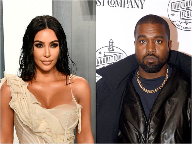 <p>Kim Kardashian and Kanye West</p>