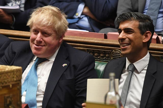 <p>Boris Johnson and Rishi Sunak after the chancellor’s mini-budget in March </p>