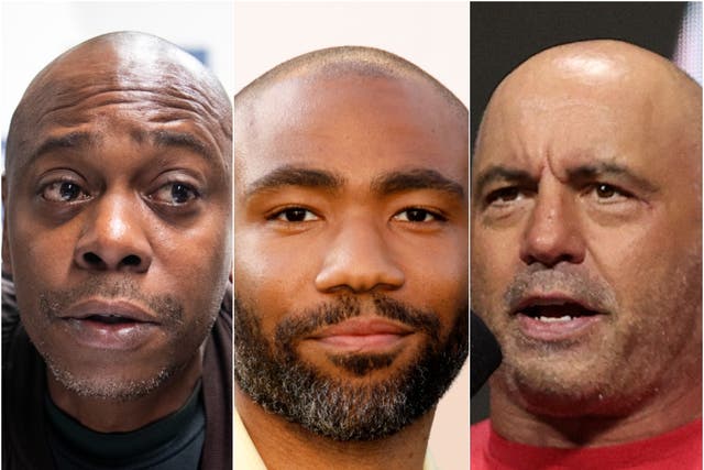 <p>Dave Chappelle, Donald Glover and Joe Rogan</p>