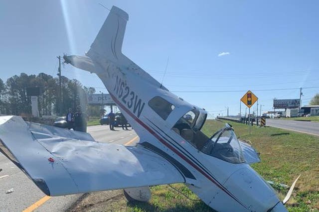 <p>The plane that came down on Highway 41 in northern Georgia on Thursday</p>