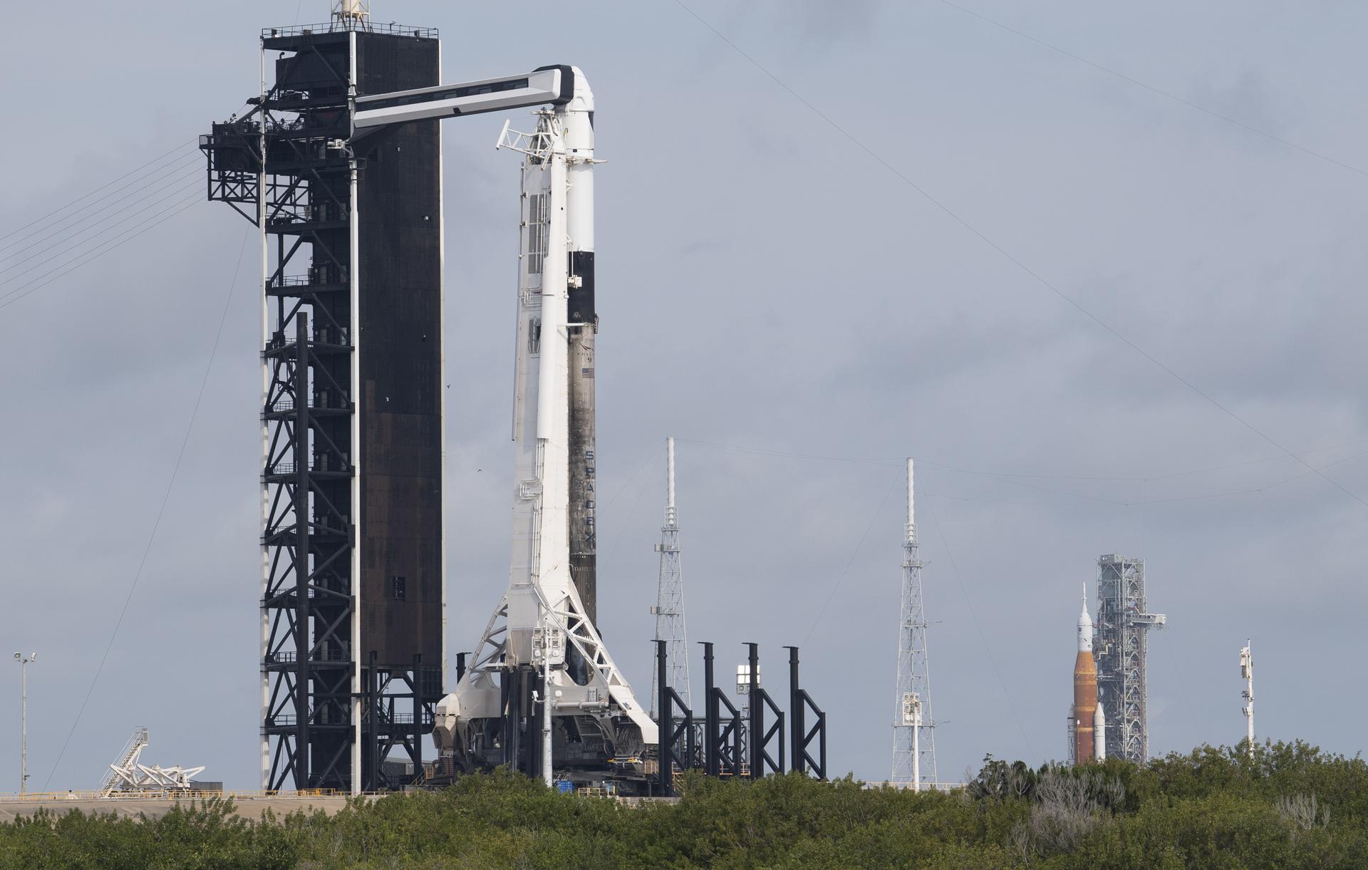 The Axiom-1 mission on the launch pad at Kennedy Space Center in Florida