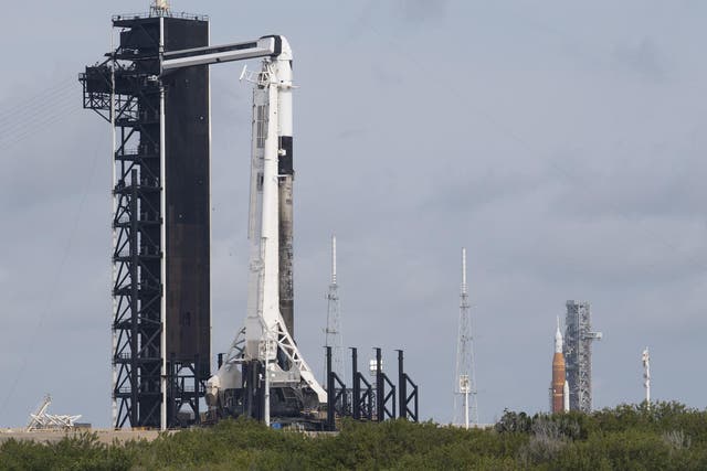 <p>The Axiom-1 mission on the launch pad at Kennedy Space Center in Florida</p>