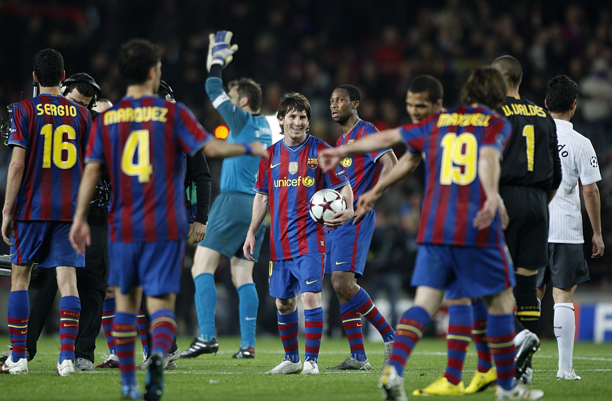 Lionel Messi (centre) destroyed Arsenal’s Champions League dreams in 2010 (Nick Potts/PA)