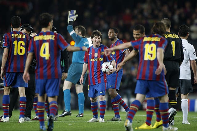 Lionel Messi (centre) destroyed Arsenal’s Champions League dreams in 2010 (Nick Potts/PA)