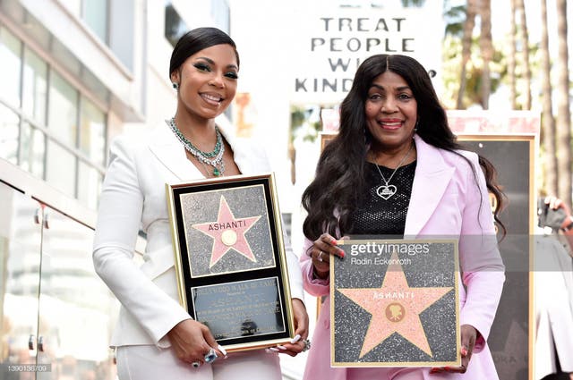 <p>Ashanti and her mother attended the ceremony</p>