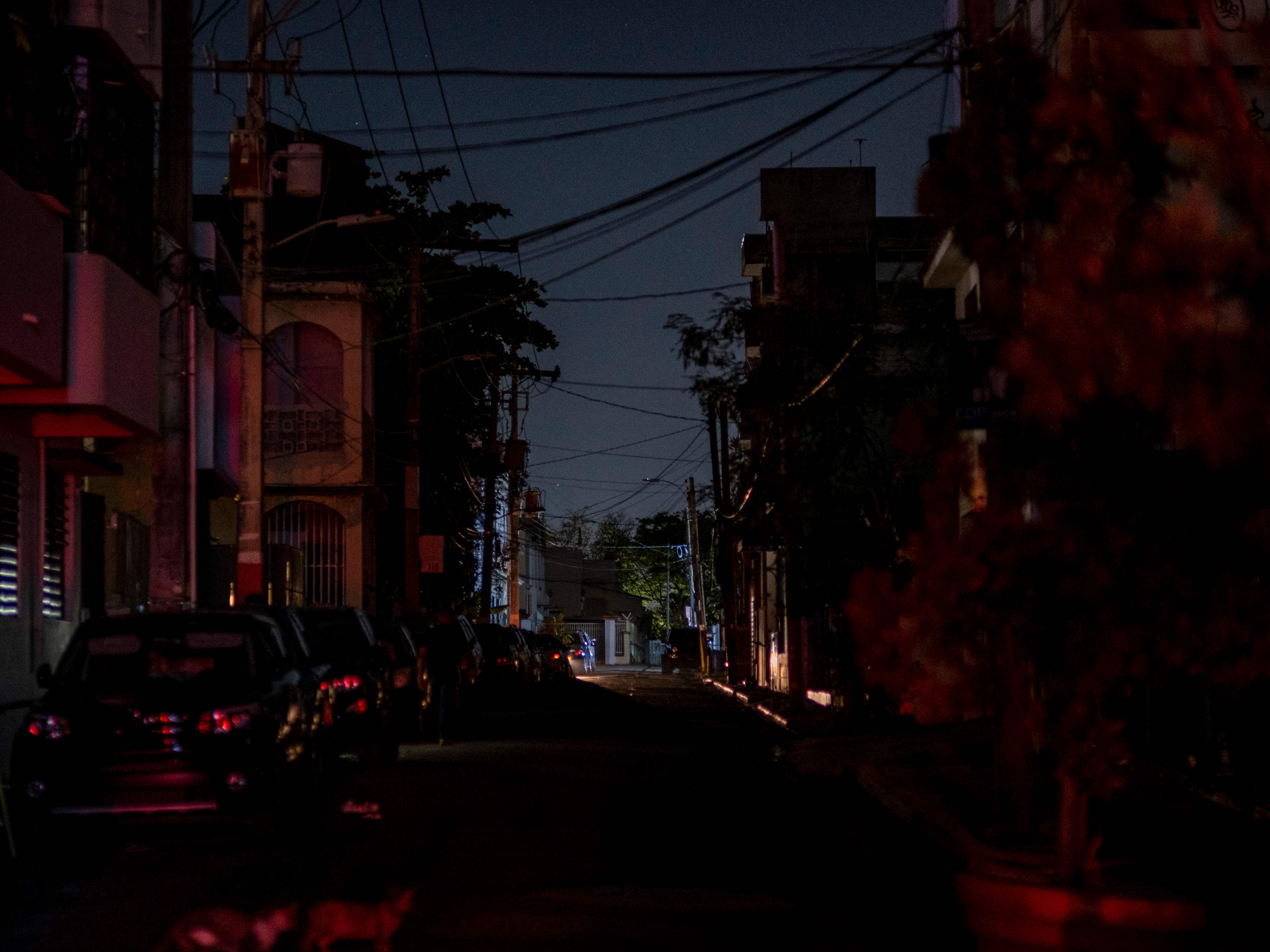 The streets of San Juan, Puerto Rico, during the power outage