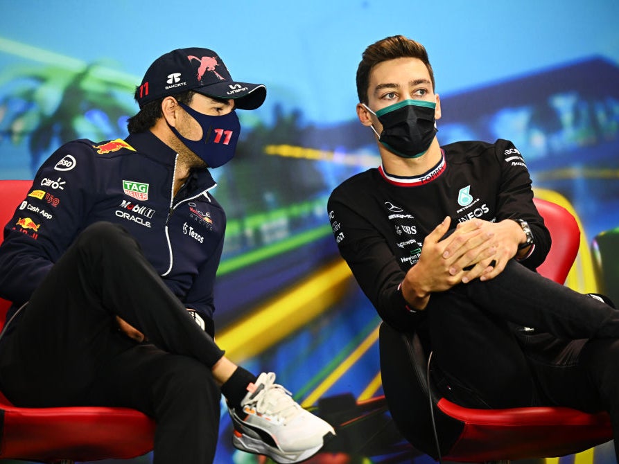 Russell (right) has revealed why Mercedes have not yet upgraded their car