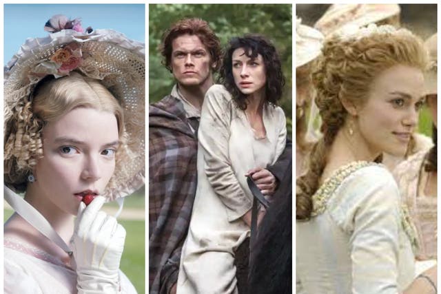 <p>L–R: Emma, Outlander and The Duchess are great watches once you’ve finished Bridgerton </p>