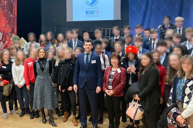 <p>Rossotrudnichestvo’s UK head (centre) with attendees at the ‘Russian Conference’ at Oxford High School in 2019</p>