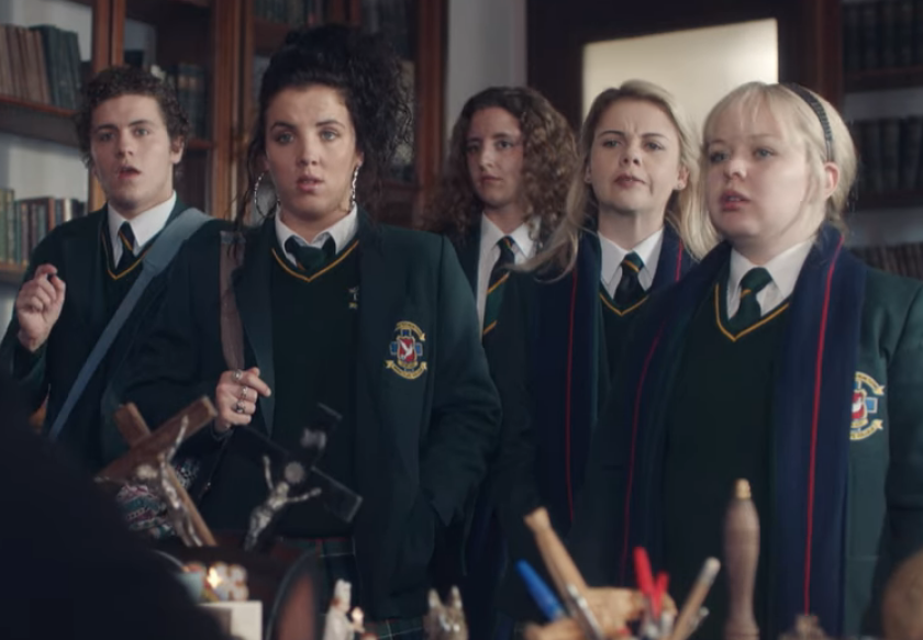 Breakout role: Coughlan, far right, with her ‘Derry Girls’ co-stars