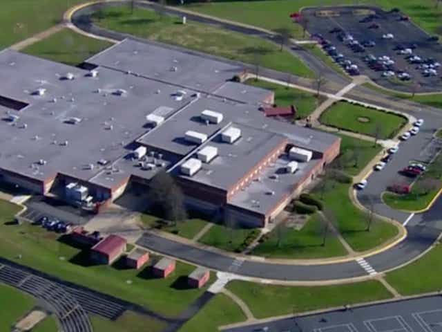 <p>Aerial footage on Friday morning of the Bull Run Middle School</p>