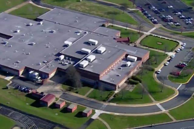 <p>Aerial footage on Friday morning of the Bull Run Middle School</p>
