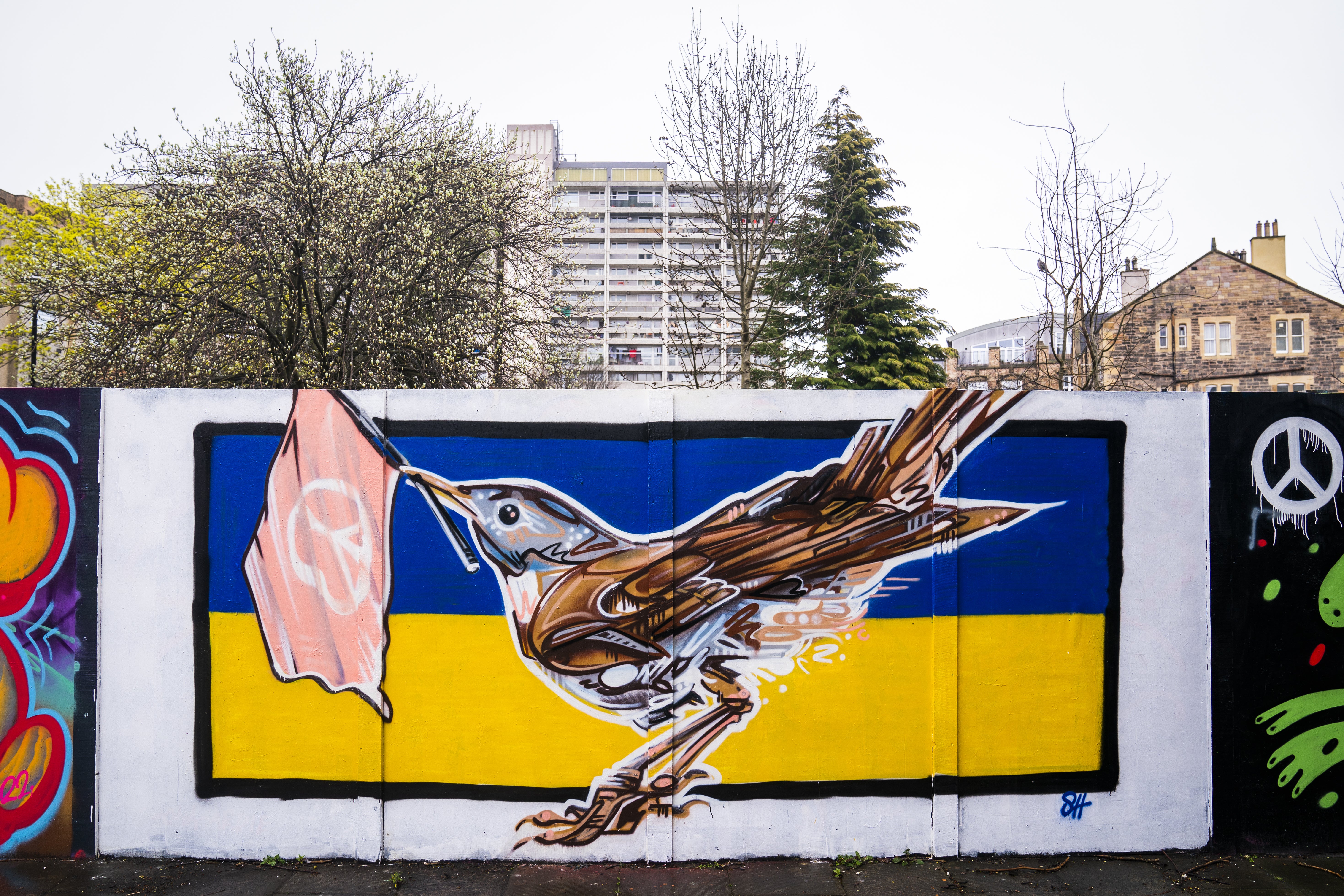 Street art in support of Ukraine in Leith, Edinburgh (Jane Barlow/PA)