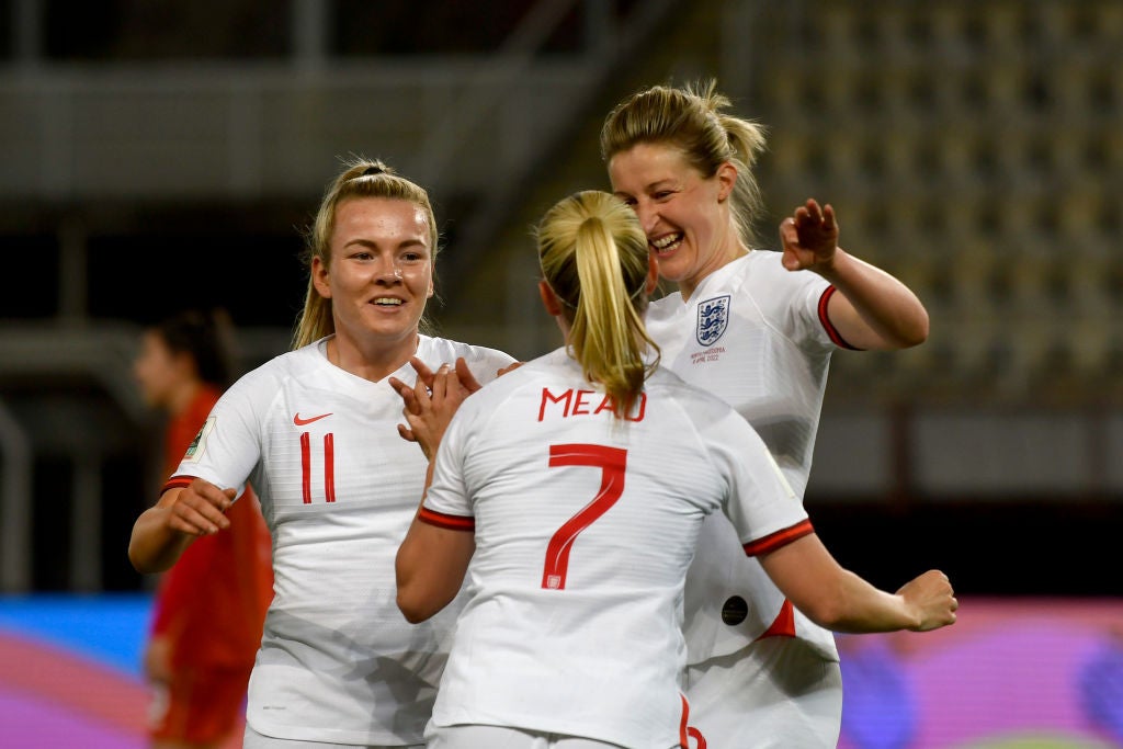 Ellen White scores 50th England goal as Beth Mead nets four in 10-0 thrashing of North Macedonia