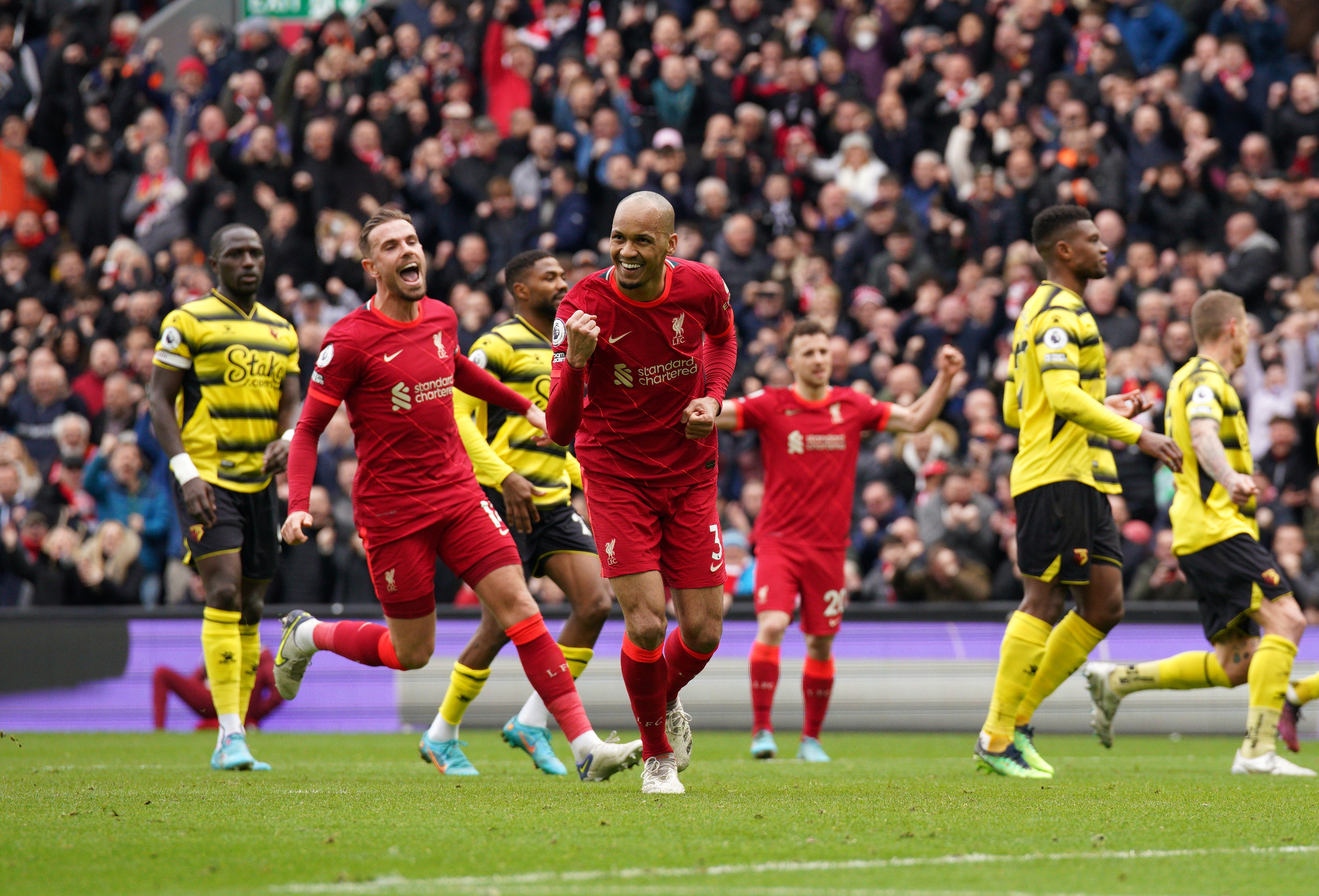 Liverpool have won 10 successive Premier League matches, including their 2-0 success over Watford (Peter Byrne/PA)