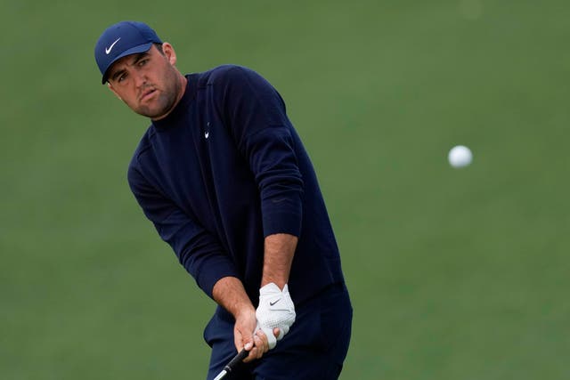 Scottie Scheffler took a record-equalling five-shot lead into the third round of the Masters (Matt Slocum/AP)