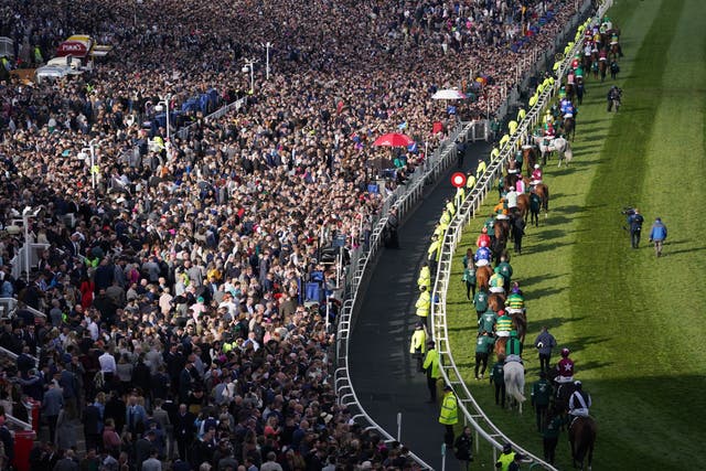 A view of the crowds before the Grand National (Tim Goode/PA)