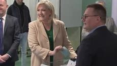 Marine Le Pen votes in first round of French presidential elections in Henin Beaumont
