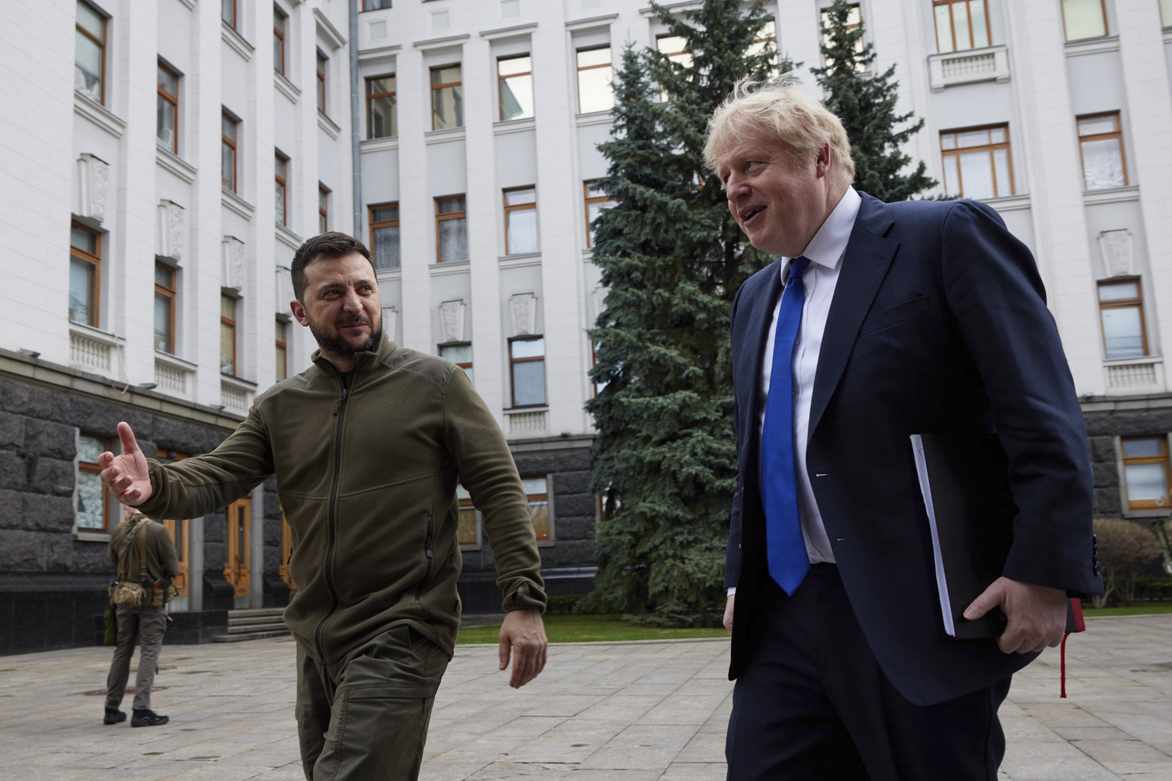 President Volodymyr Zelensky with Boris Johnson in Kyiv (Ukrainian Presidential Press Office/PA)