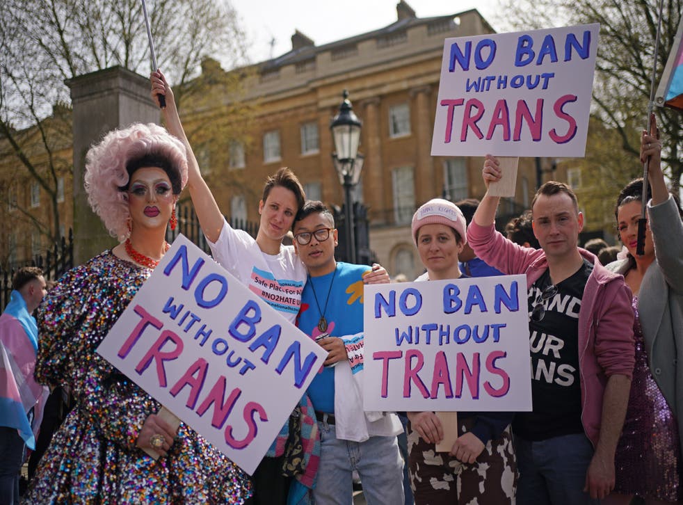 <p>People have protested over transgender people not being included in government plans to ban conversion therapy (Yui Mok/PA)</p>