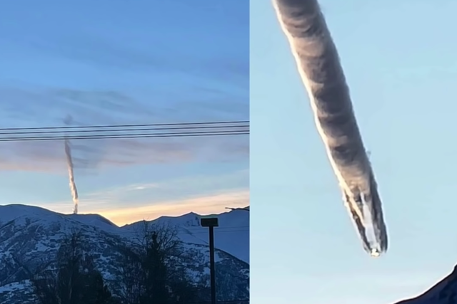 <p>Una nube extraña y estrecha se detectó sobre Lazy Mountain, Alaska </p>