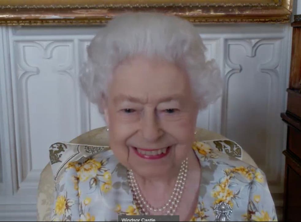 <p>Queen Elizabeth II during a video call and virtual visit to the Royal London Hospital on Wednesday</p>