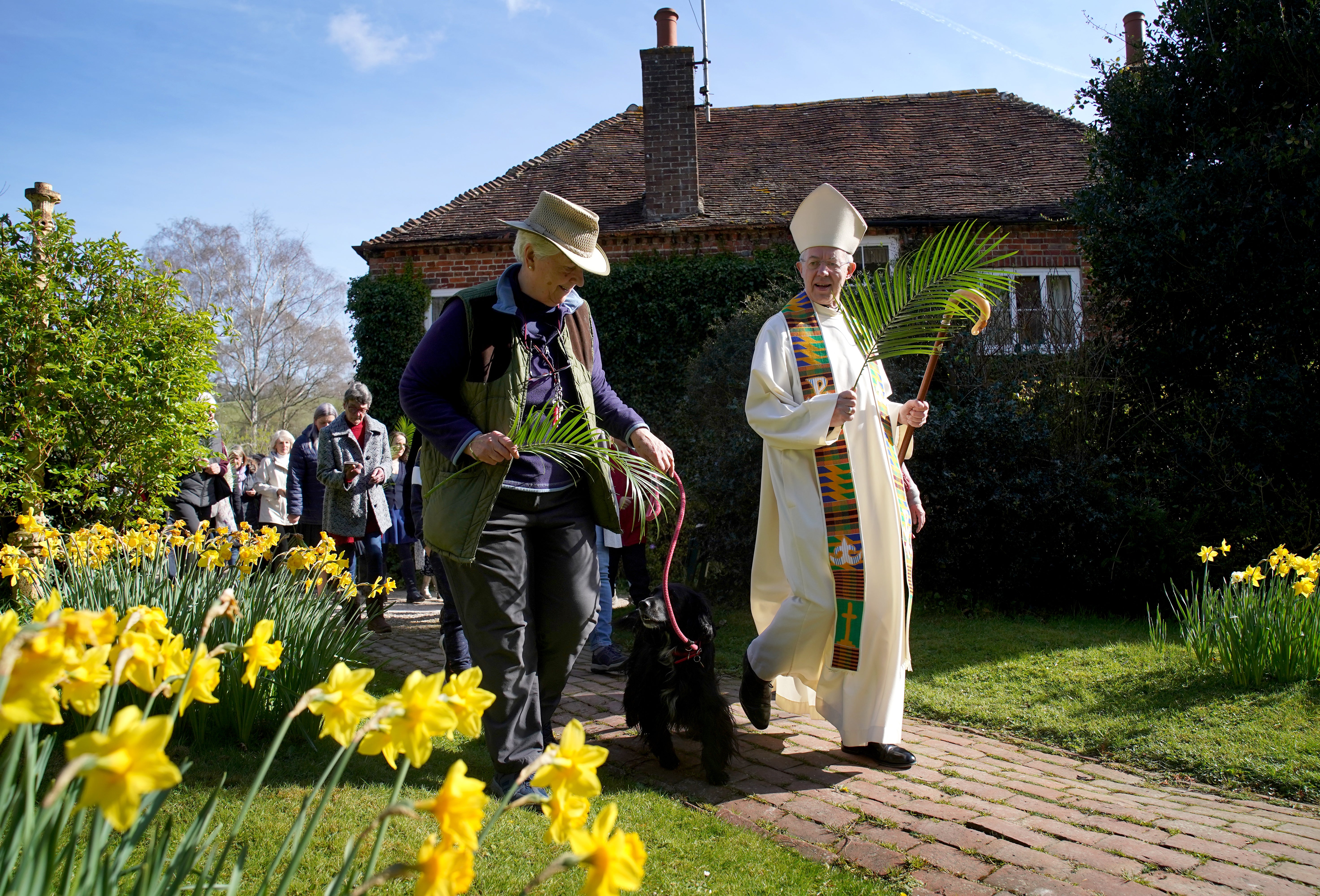 Justin Welby leads a Palm Sunday parade through the village of Brabourne in Ashford (Gareth Fuller/PA)