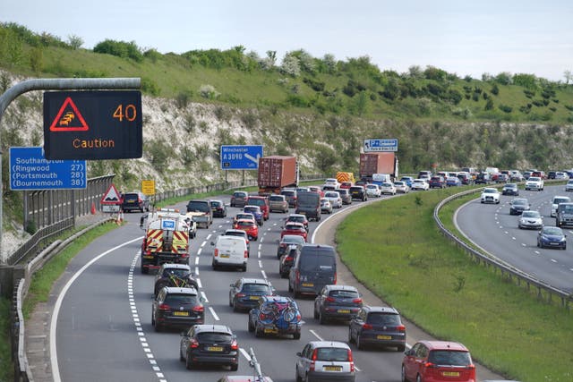 This weekend’s Easter getaway will be the busiest on the UK’s roads in at least eight years, motorists are being warned (Steve Parsons/PA)