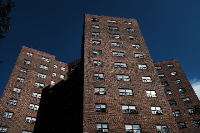 <p>NEW YORK, NY - JUNE 11: Public housing stands in Brooklyn on June 11, 2018 in New York City. </p>