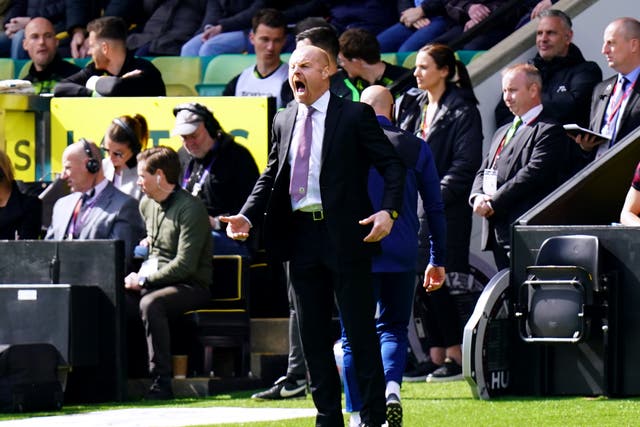 Sean Dyche says Burnley will regroup after this setback at Norwich (Adam Davy/PA)